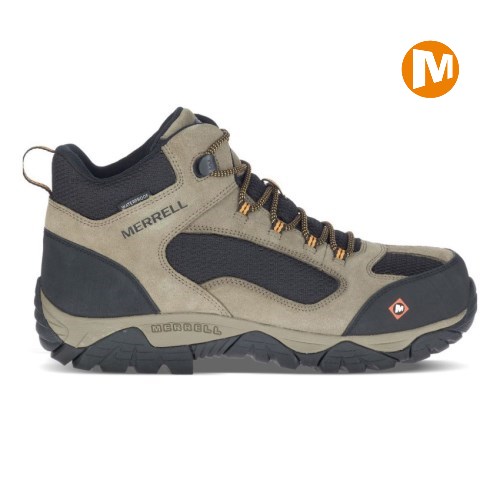 Merrell Moab Onset Mid Waterproof Comp Toe Sicherheitsschuhe Herren Olivgrün/Schwarz [DE-OYJCR]